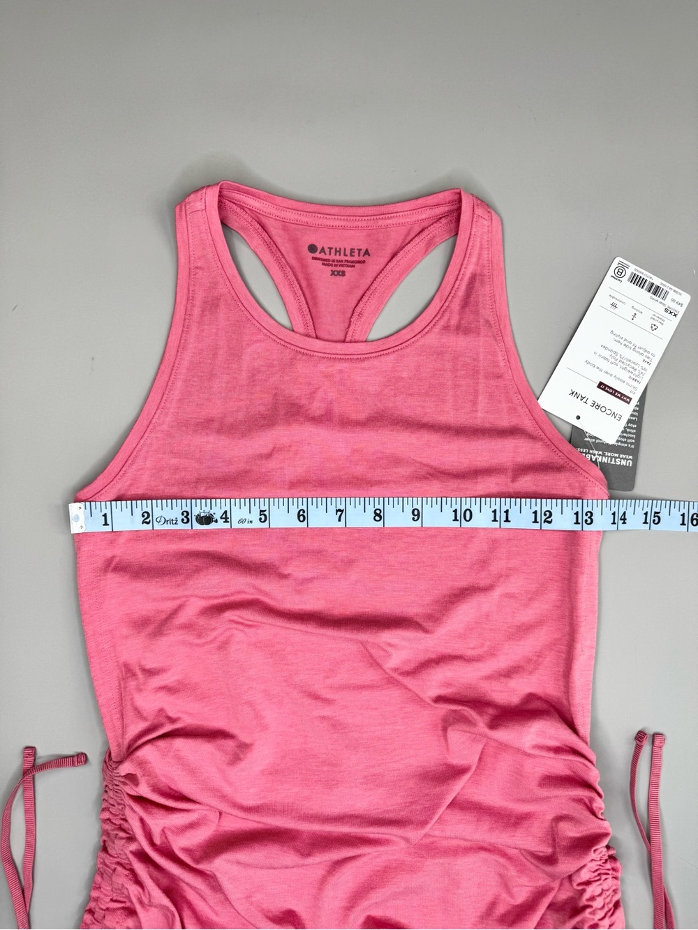 ATHLETA‎ Encore Tank Racerback XXS Pink Ruched Drawstring Active - Picture 5 of 13